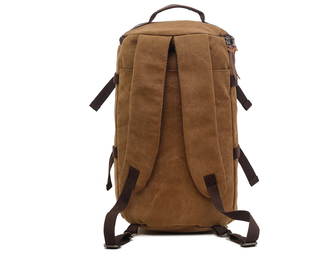 50L Canvas Hiking Backpack - Retro Style Travel Rucksack with Leather Accents | Men's Outdoor Pack