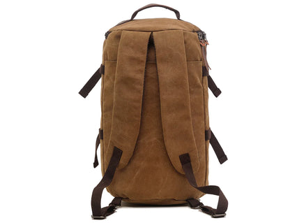 50L Canvas Hiking Backpack - Retro Style Travel Rucksack with Leather Accents | Men's Outdoor Pack