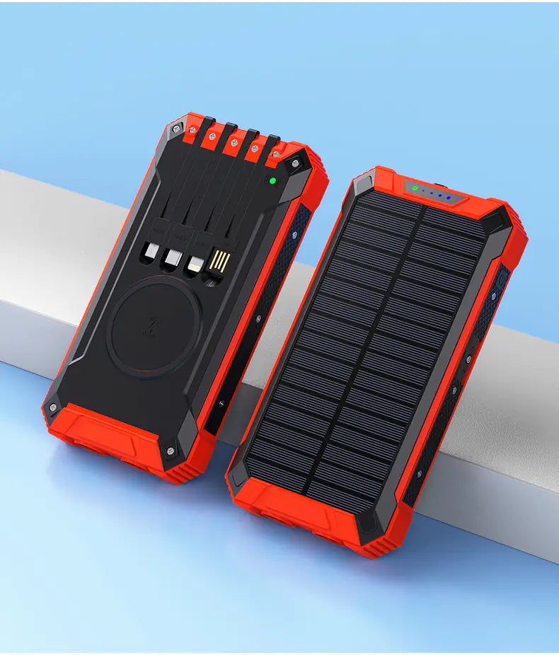 30000mAh Solar Power Bank with LED Flashlight - Wireless, 15W Fast Charging | Outdoor Power