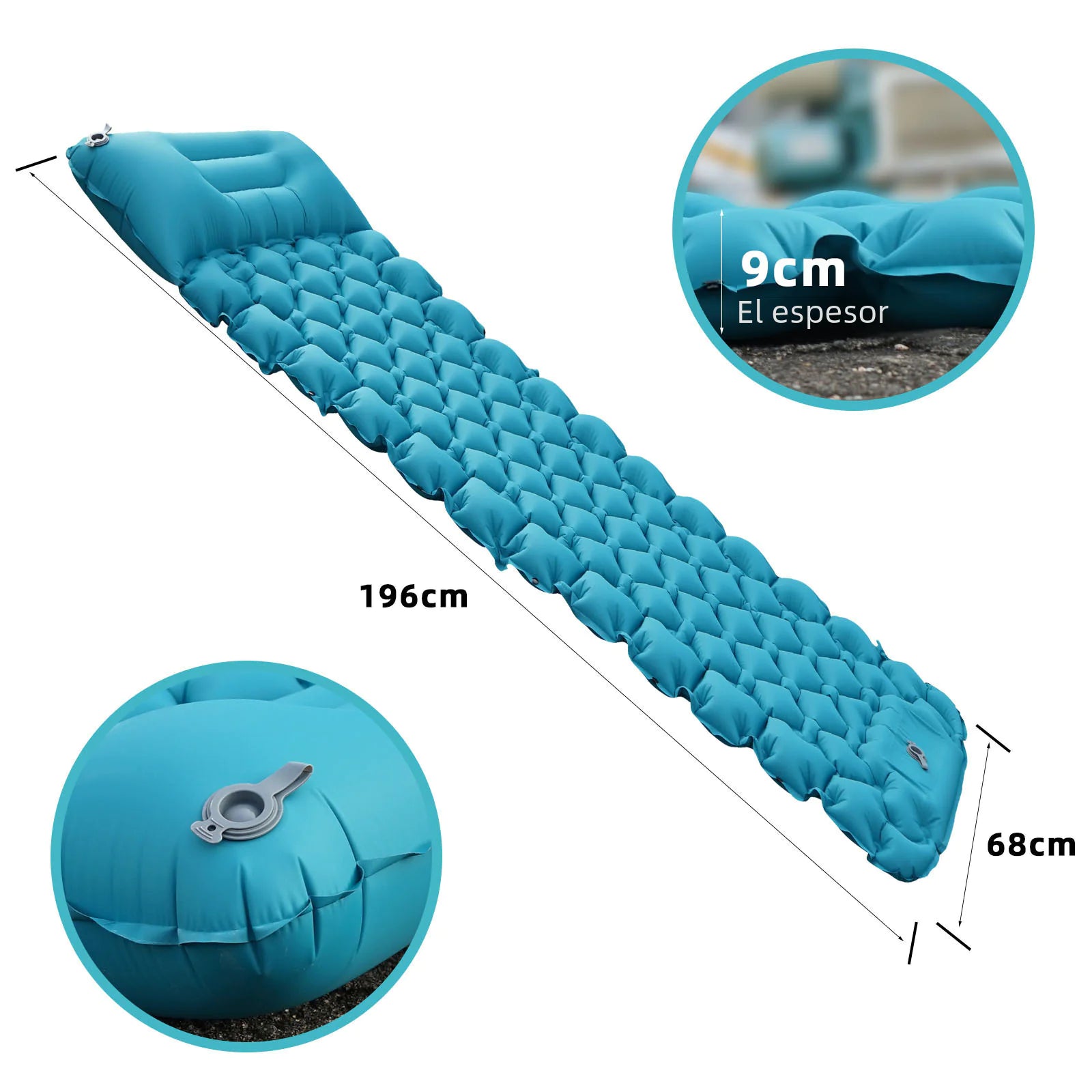 Portable Inflatable Camping Mattress - 196x68x8cm Lightweight Sleeping Pad | Moisture-Proof