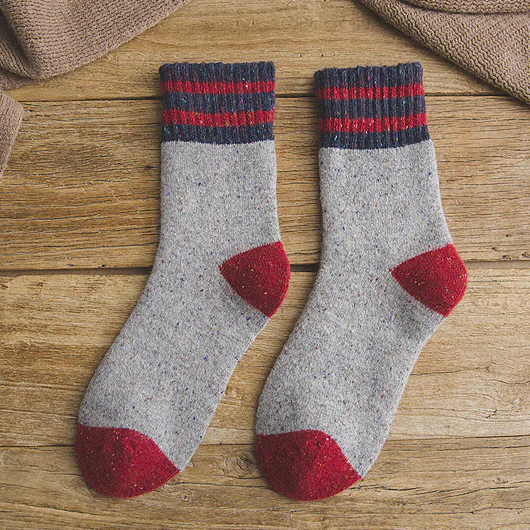 Thickened Warm Terry Wool Socks for Women - Brushed Striped Cozy Winter Socks