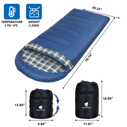Large Winter Flannel Sleeping Bag for Camping