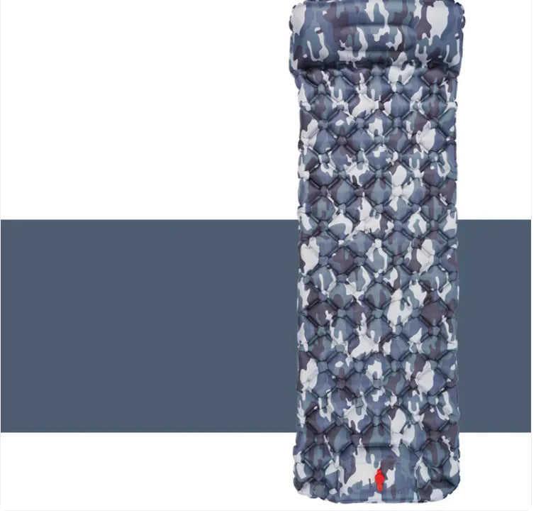 Outdoor Camping Press Inflatable Sleeping Pad - Lightweight Mat with Built-In Pillow