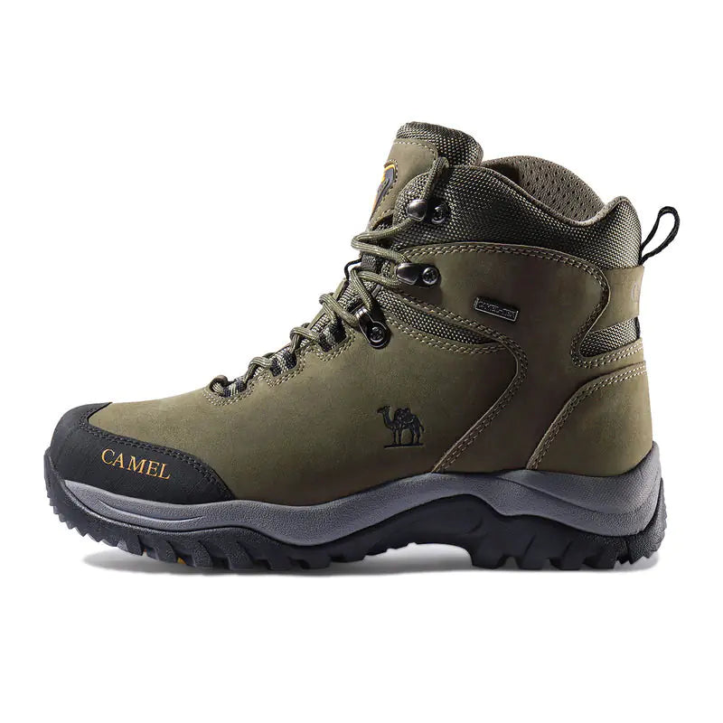 Waterproof High-Top Hiking Boots - Camel Brand