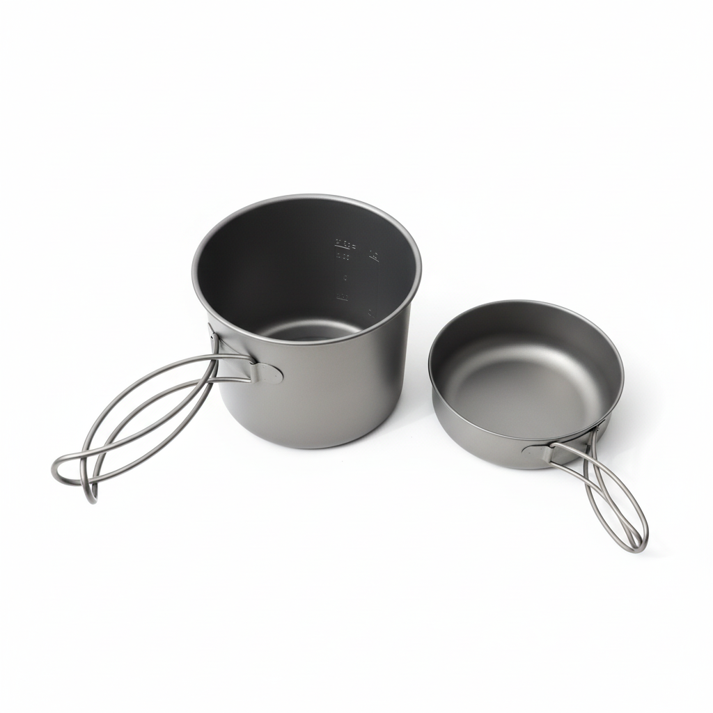 Titanium Pot and Pan White Background
