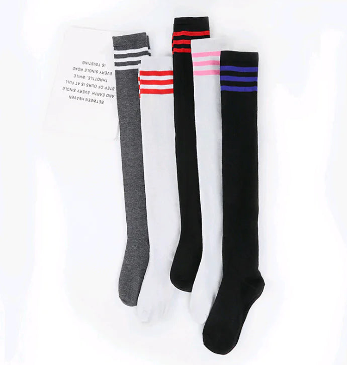 Striped Over-the-Knee Socks for Women - College Style Knee-High Fashion Socks