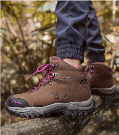 Waterproof High-Top Hiking Boots - Camel Brand