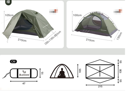 BlackDeer Double Layer Camping Tent - 2-3 Person Waterproof 3/4 Season Shelter with Aluminum Poles