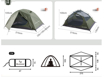 BlackDeer Double Layer Camping Tent - 2-3 Person Waterproof 3/4 Season Shelter with Aluminum Poles