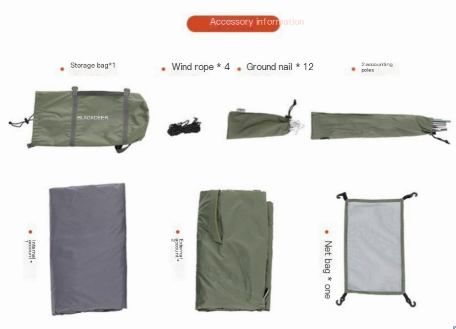 BlackDeer Double Layer Camping Tent - 2-3 Person Waterproof 3/4 Season Shelter with Aluminum Poles