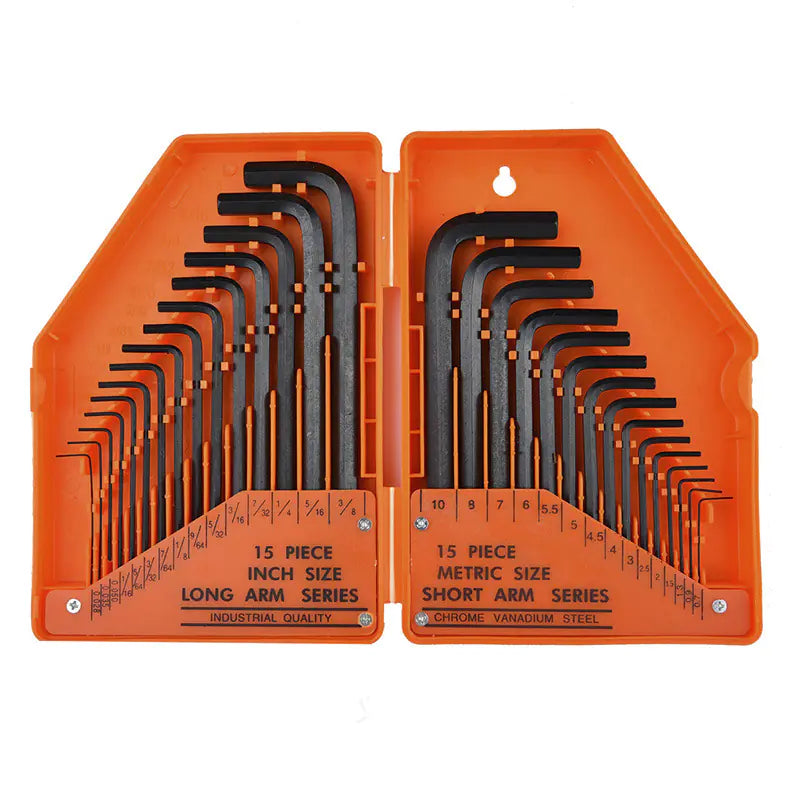 30PC L-Shaped Hex Key Tool Set with Plastic Case - Professional Allen Wrench Set