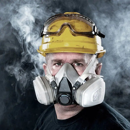 6200 Gas Mask 7-Piece Set for Industrial Protection - Half Face Respirator with Filters