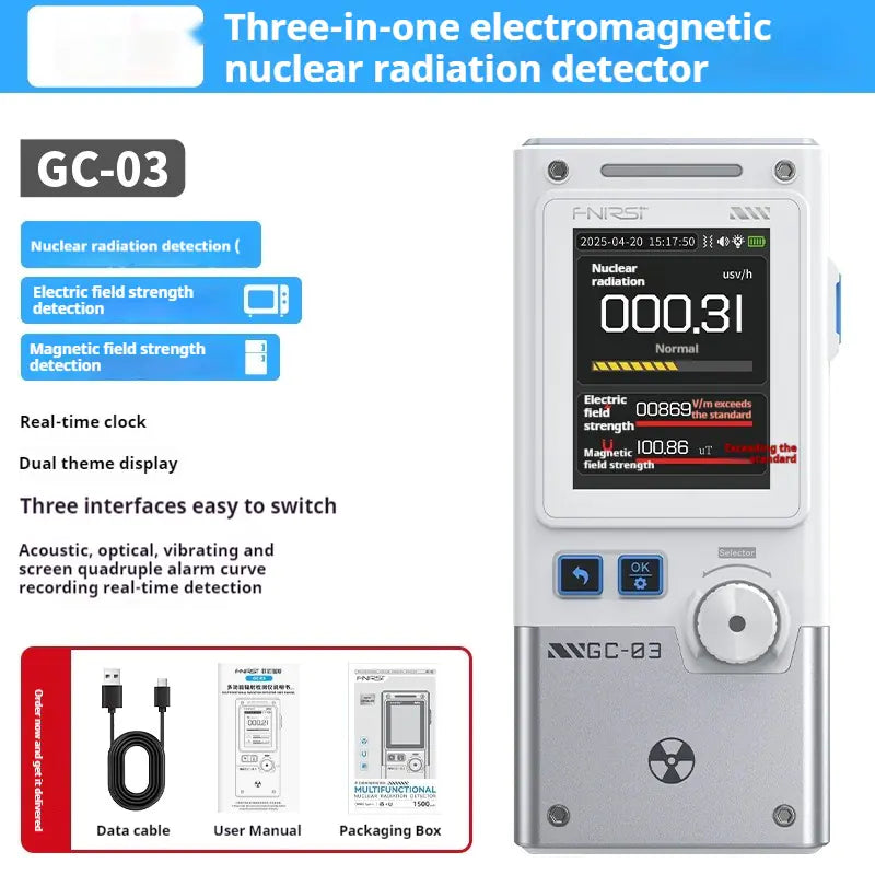 Nuclear Radiation Detector Geiger Tube - Electromagnetic Detector with 2.4" Color Screen & Dose Alarm