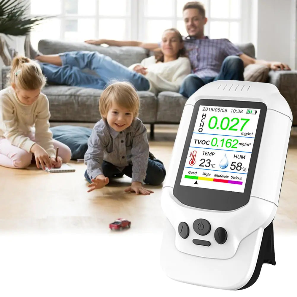 Professional Air Quality Monitor for PM2.5 and HCHO - Digital Formaldehyde Detector with LCD Display