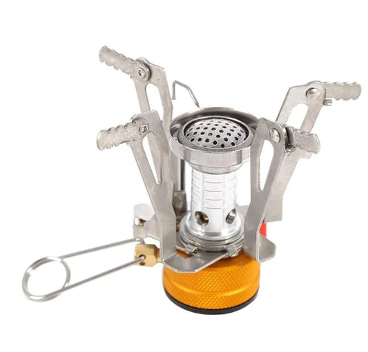 Portable Mini Camping Stove - Lightweight Aluminum Butane Burner for Outdoor Cooking | 1-3 Person Capacity