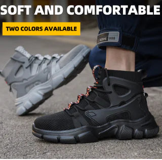 Men's High-Top Safety Shoes - Steel Toe Work Boots with Ankle Support