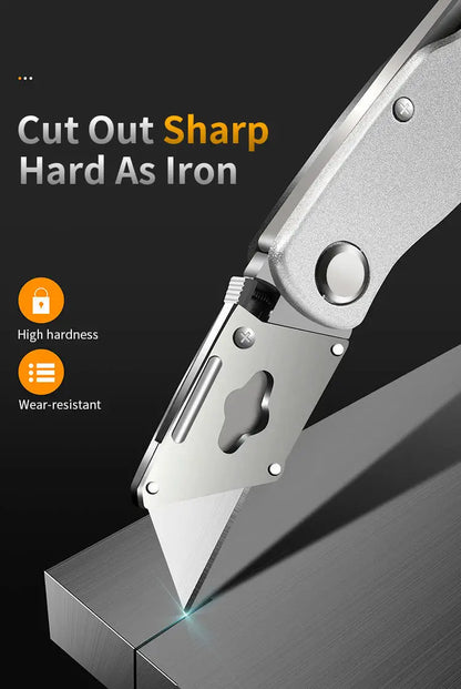 Heavy Duty All-Steel OUDISI Utility Knife for Electricians - SK5 Blade Aluminum Alloy Handle