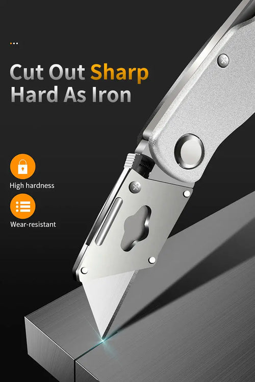 Heavy Duty All-Steel OUDISI Utility Knife for Electricians - SK5 Blade Aluminum Alloy Handle