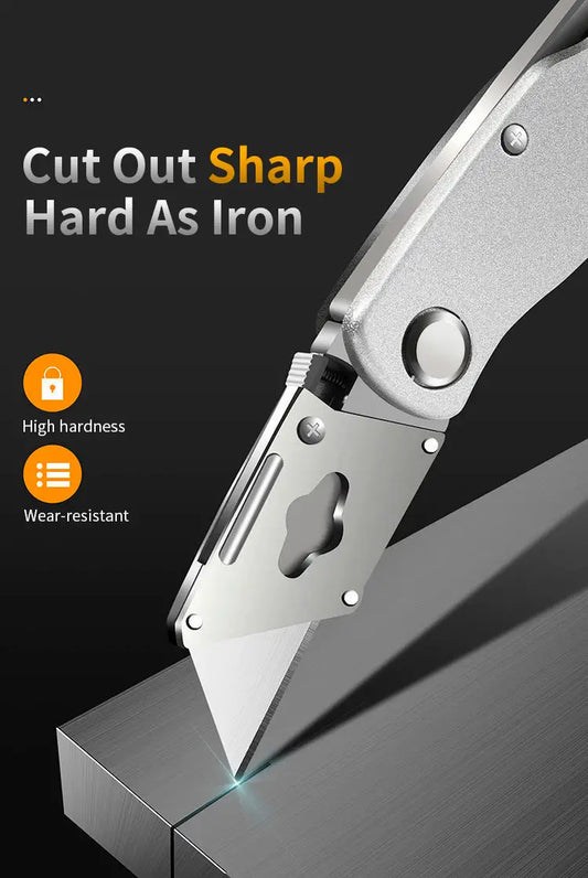 Heavy Duty All-Steel OUDISI Utility Knife for Electricians - SK5 Blade Aluminum Alloy Handle