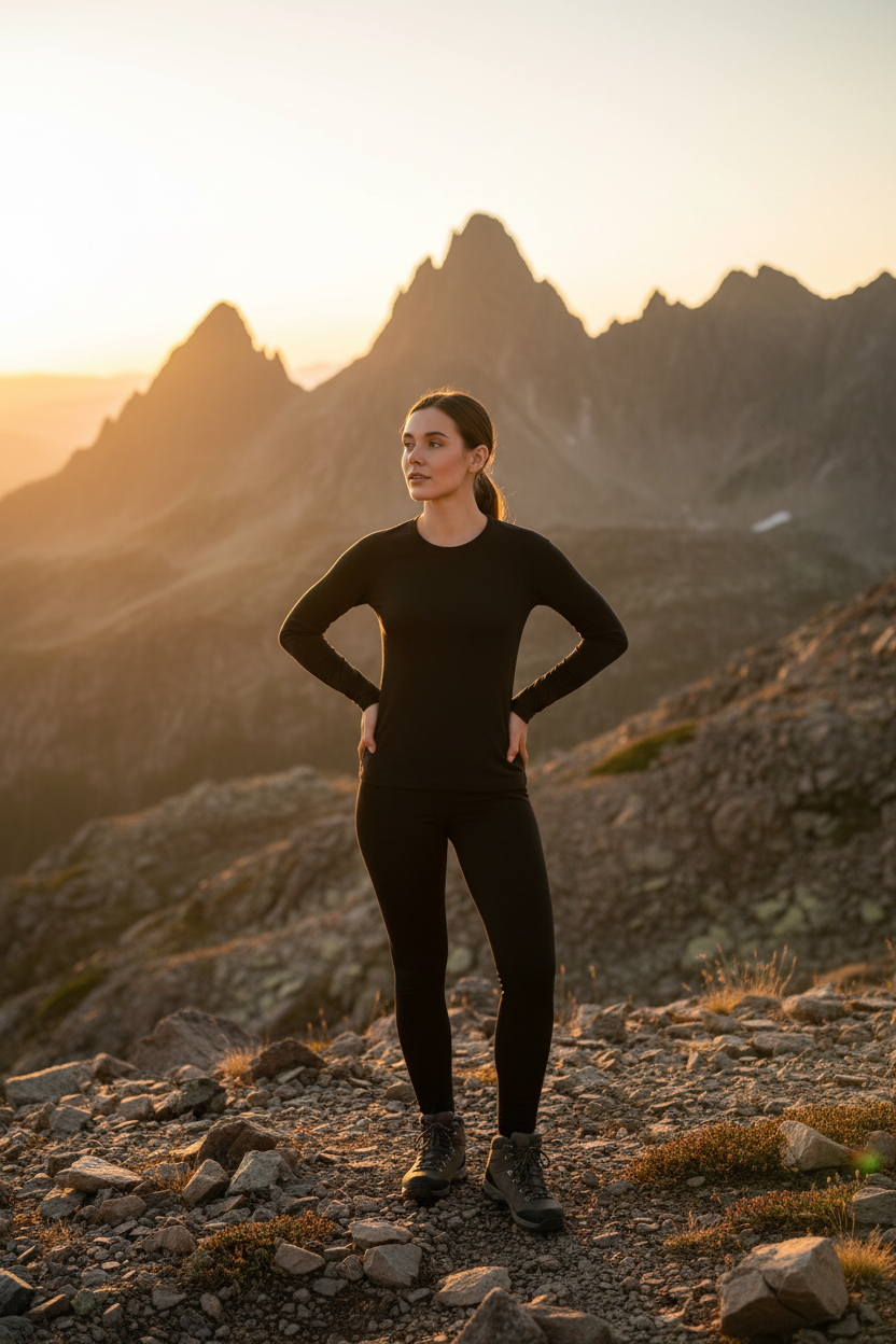 Women's Black Merino Base Layer - Mountain Lifestyle