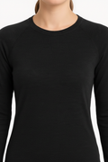 Women's Black Merino Base Layer - Studio Detail
