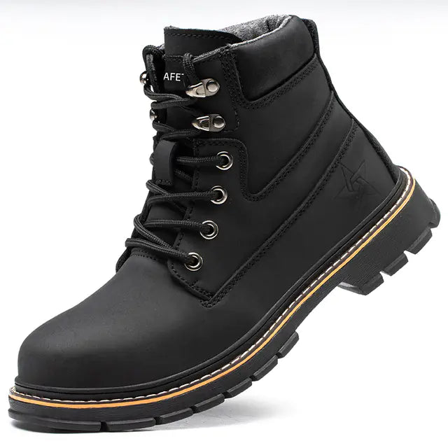 Men's Waterproof Steel-Toe Winter Plush Safety Boots