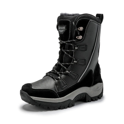 Women's Fleece-Lined Snow Boots - Warm Leather Winter Boots for Outdoor Activities