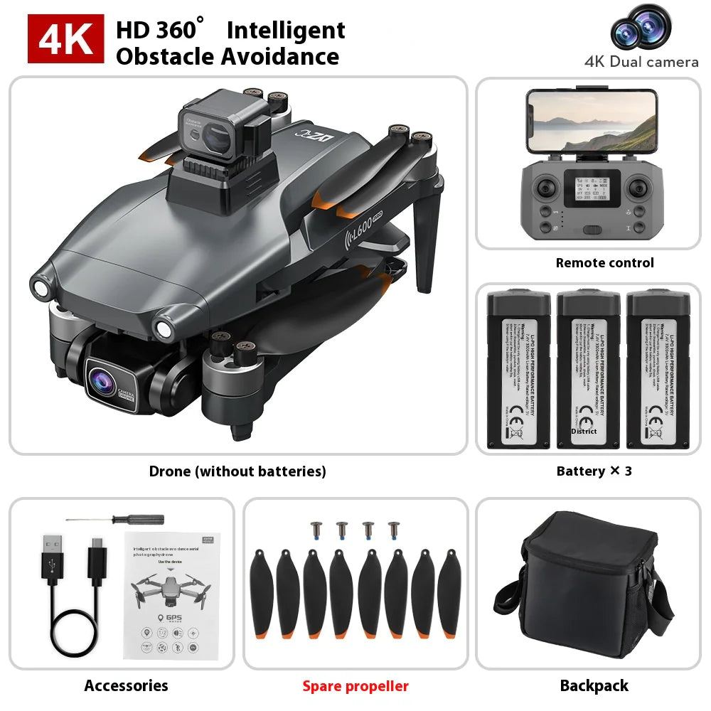 L600 PRO MAX Drone - 4K HD Camera with GPS Smart Return & Laser Obstacle Avoidance | Aerial Photography