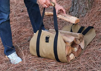 Outdoor Firewood Tote Bag - Durable 600D Oxford Canvas Storage Carrier for Camping & Home