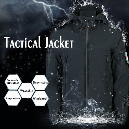 Men's Tactical Waterproof Shark Skin Jacket - Softshell Outdoor Jacket with Fleece Lining