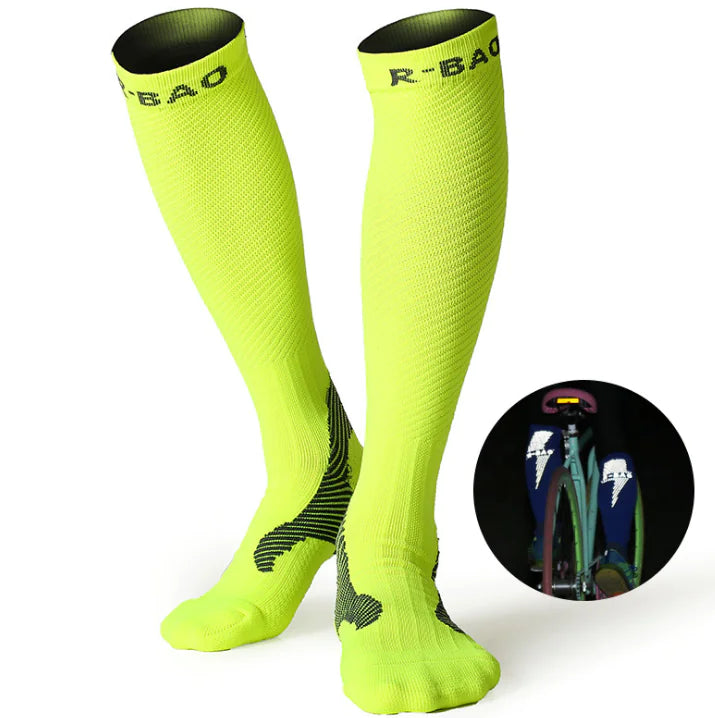 Professional Long Compression Socks for Running and Cycling - 72% Nylon Athletic Support
