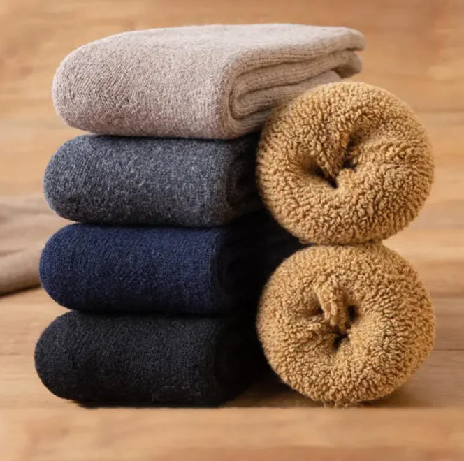 Wool Socks Thickened And Plush Warm Terry Middle Cylinder - Men's Antibacterial Winter Socks